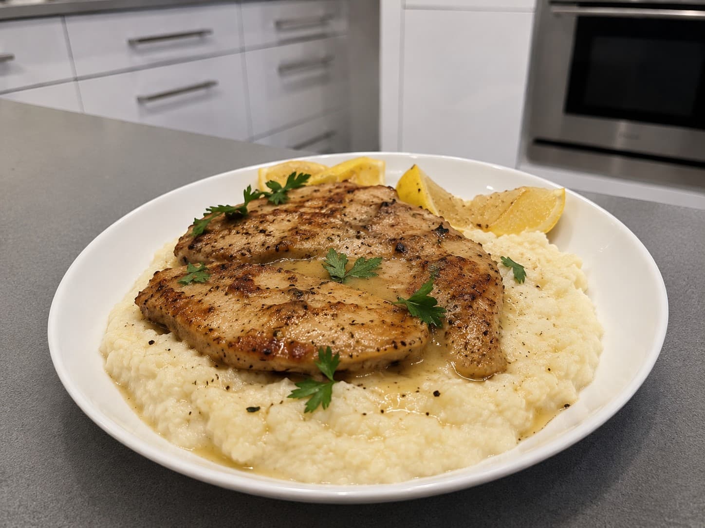 Pollo al Limón con Puré de Coliflor